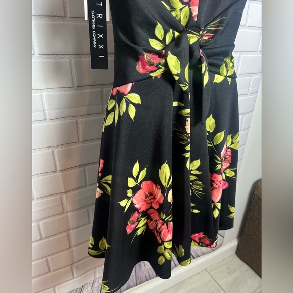 TRIXXI Black and Pink Fit and Flare Mini Dress with Bateau Neckline/size S - Picture 11 of 14